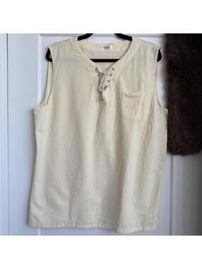 BOHO COOFANDY CREAM COTTON TANK